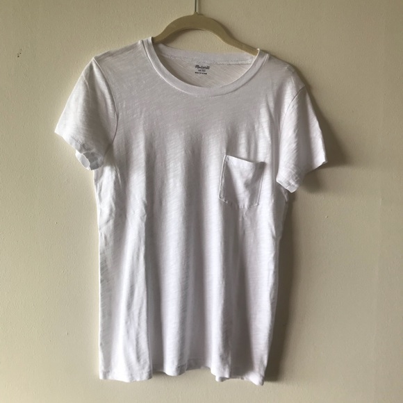 NWOT Madewell White Cotton Basic Tee Shirt XS - Picture 4 of 8